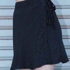 Brandy Melville Black Polka Dot Tie Skirt